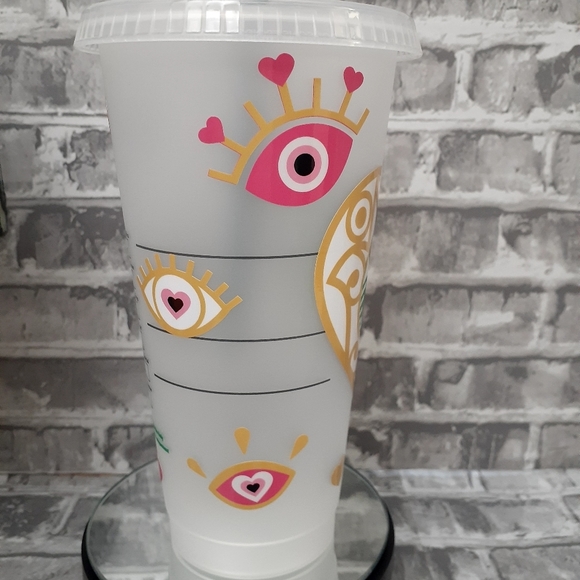 SB Pink third eye cold cup with SB green straw. - Picture 3 of 5